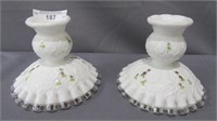 Fenton Silver Crest Spanish Lace HP Candleholders