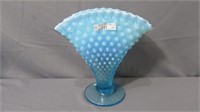 Fenton Blue Opalescent Hobnail Large Fan Vase