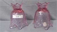 Fenton Pink Two Way Leaf Candle Holder