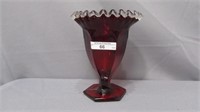 Fenton Ruby Red Sivercrest Vase 7"