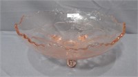 Fenton Pink Stag & Holly ICC Ft'd Bowl 10"