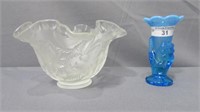 Fenton Small Blue Hand Vase (L.G. Smith) &