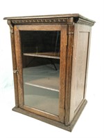 Glass Door Oak Counter Cabinet