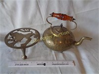 Solid Brass Teapot & Trivet Stand