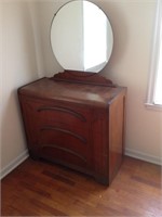 Vintage Dresser with Round Mirror