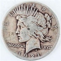 Coin 1921-P Peace Silver Dollar Key Date Good