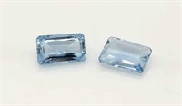 0.89ct Aquamarines, medium blue, emerald cut,
