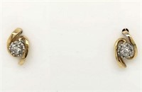 9ct Yellow & White Gold Diamond earrings