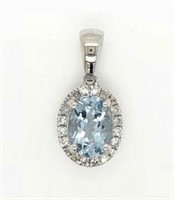 14ct White Gold Tanzanite & Diamond pendant