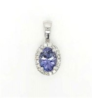 14ct White Gold Aquamarine & Diamond pendant