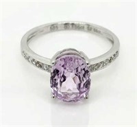 14ct White Gold Kunzite & Diamond ring