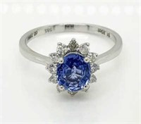 14ct White Gold Sapphire & Diamond ring