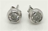 14ct White Gold Diamond stud earrings,