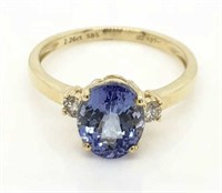 14ct Yellow Gold Tanzanite & Diamond ring