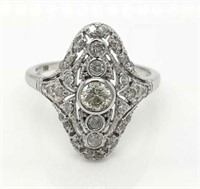 14ct White Gold Diamond antique style dress ring
