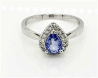 14ct White Gold Sapphire & Diamond ring,
