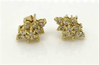 14ct Yellow Gold Diamond earrings,