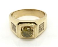 14ct Yellow Gold Diamond gents ring