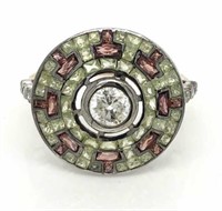 Diamond, Garnet and Peridot ladies ring,