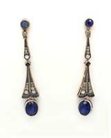 Sapphire and Diamond drop earrings,