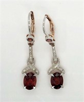 Garnet and Diamond drop earrings,