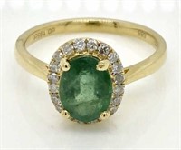 14ct Yellow Gold Emerald & Diamond ring