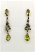 Peridot and Diamond drop earrings,
