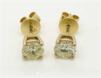 14ct Yellow Gold Diamond stud earrings,