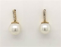 14ct Yellow Gold Pearl & Diamond earrings