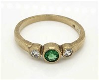 9ct Yellow Gold  Emerald & Diamond ring
