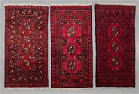 3 small Afghan Turkmen pure wool, hand made rugs,