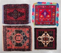 4 Persian pure wool, hand made, door mats