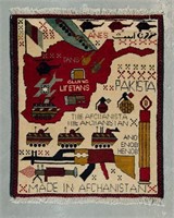 Pure wool, hand made Afghan map,