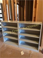 Matching pair of metal bookcases with
