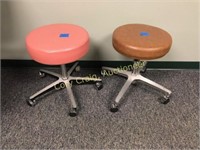 Pair of stools on casters