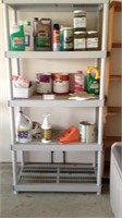 Lot of plastic shelving unit and contents