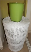 WICKER LAUNDRY BASKET AND TRASH CAN
