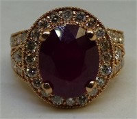 14K ROSE GOLD RUBY AND DIAMOND RING