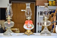 3 Oil Lamps 17" tall