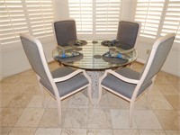 GLASS TOP DINING TABLE & 4 CHAIRS MARBLE BASE