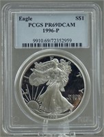 1996-P Proof Silver Eagle PCGS PR-69 DCAM