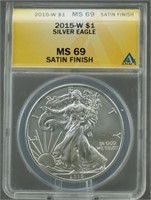 2015-W Silver Eagle ANACS MS-69 Satin Finish