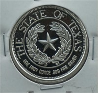 1991 State of Texas 999 Silver 1oz. Round