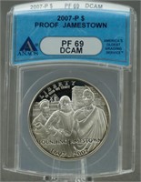 2007-P Proof Jamestown Silver $1 ANACS PF-69 DCAM