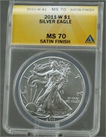 2011-W Silver Eagle ANACS MS-70 Satin Finish