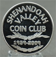 .999 Silver Shenandoah Valley Coin Club Round