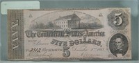 1862 Confederate Five Dollar Bill