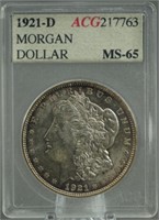 1921-D Morgan Silver Dollar MS-65 Accugrade