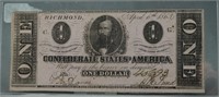 1863 Confederate One Dollar Bill