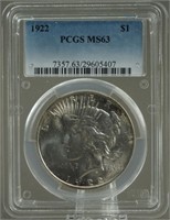 1922 Peace Silver Dollar PCGS MS-63